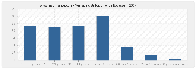 Men age distribution of Le Bocasse in 2007